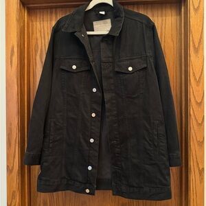 Women's Black Long Denim Jacket